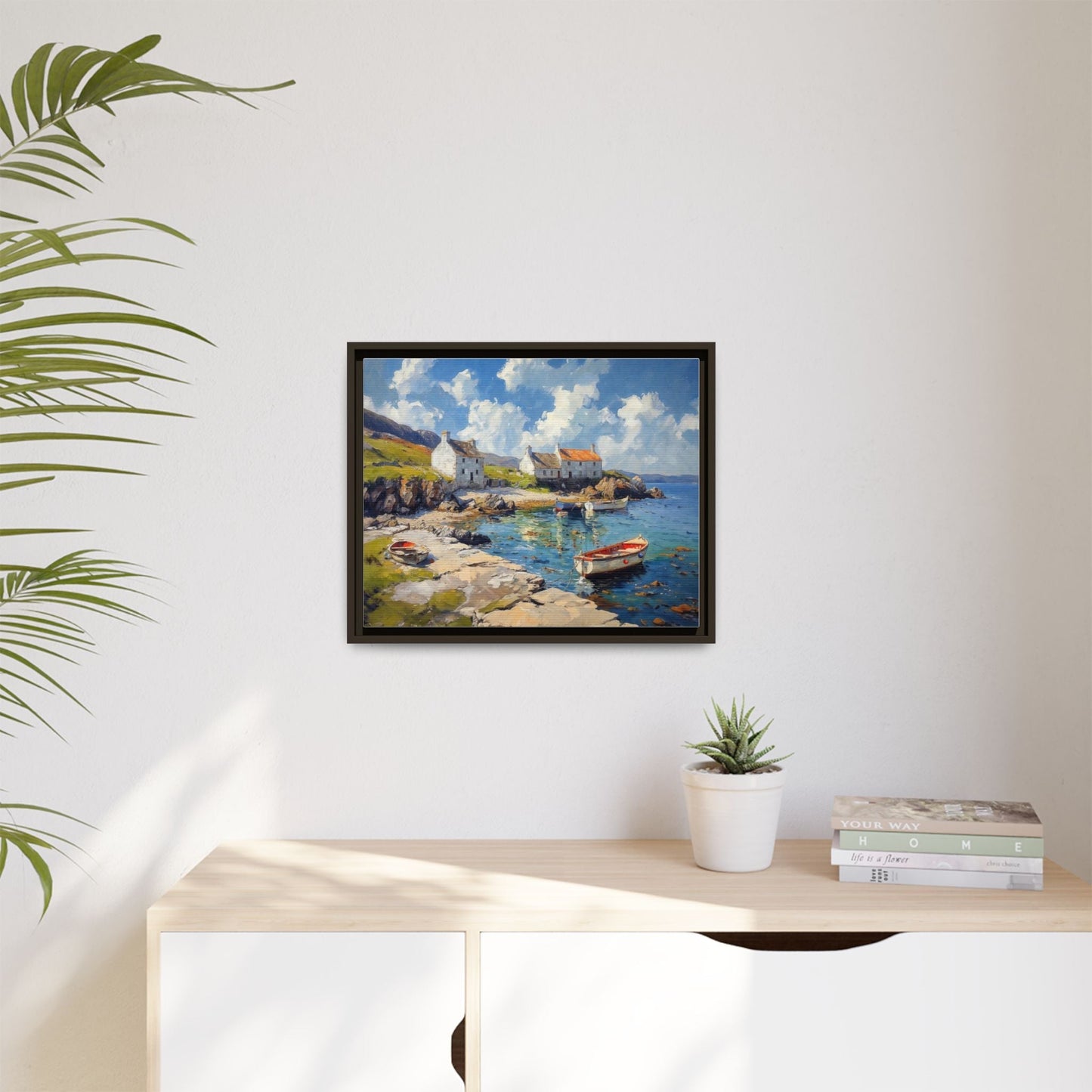 Island Harbour Coastal Landscape - Serene Wall Art Print for Home Décor