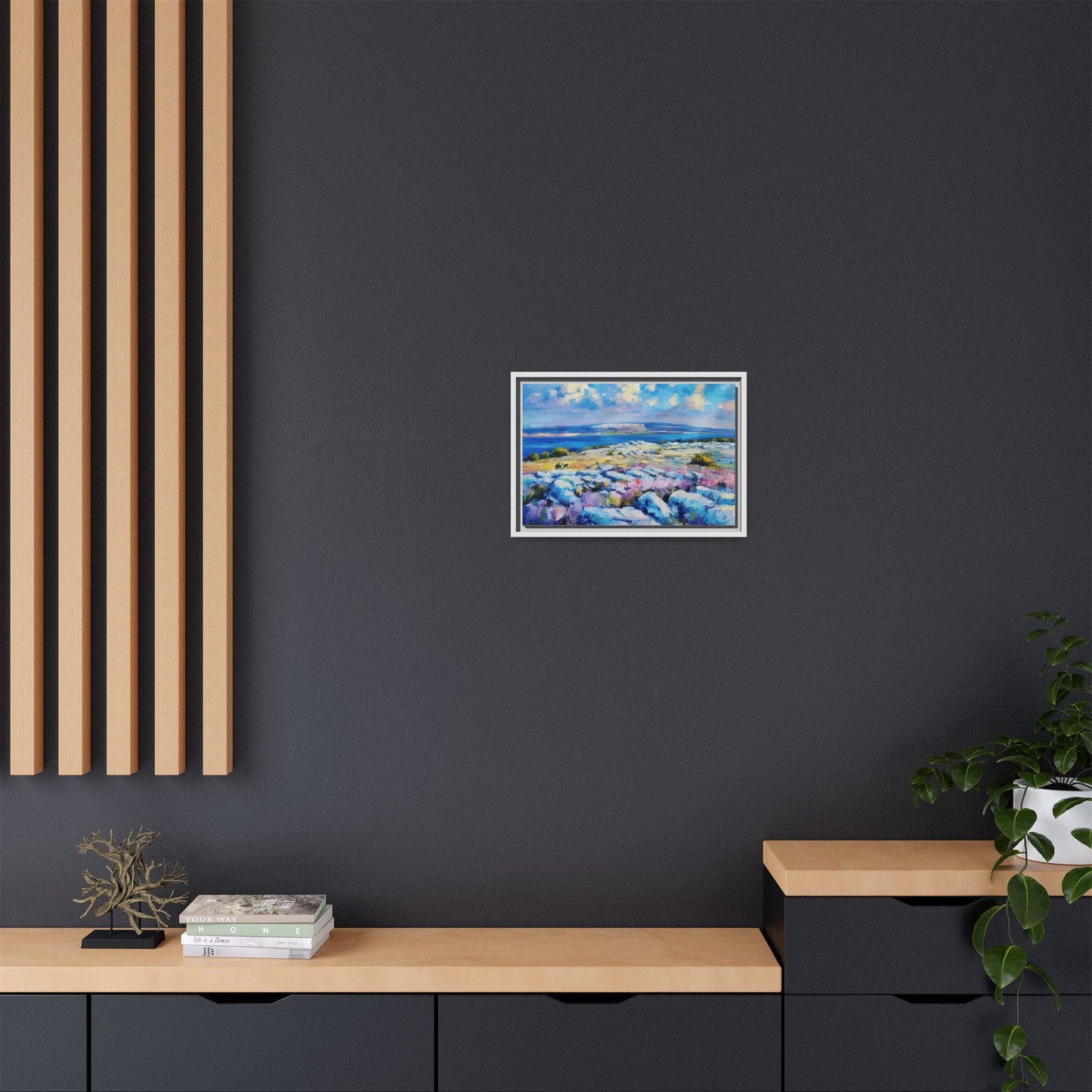 Burren 3 wall art featuring a scenic view of the Burren region in Ireland, printed on high-quality canvas with a premium frame for timeless décor