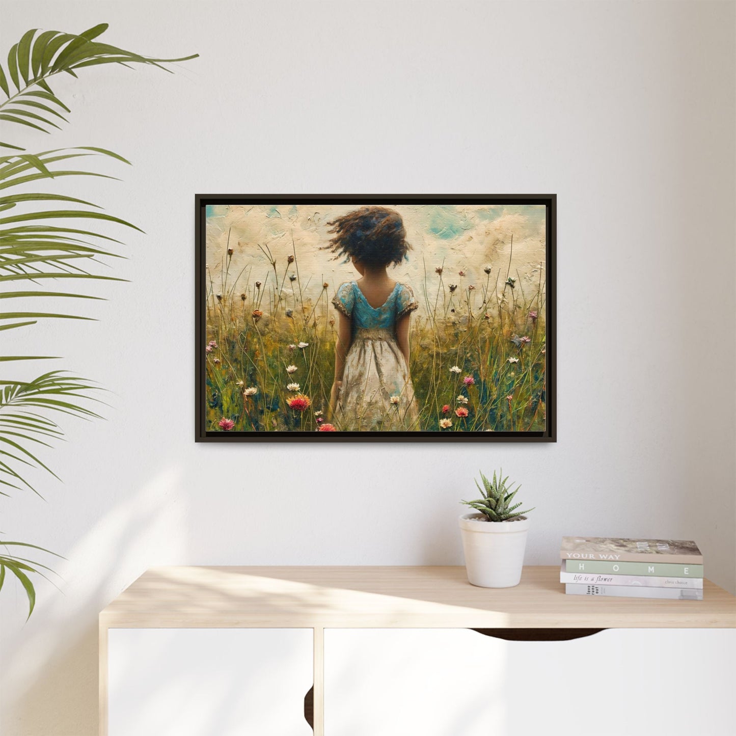 Young Girl In Flowers Wall Art - Graceful Portrait of Girl Surrounded by Flowers for Home Décor