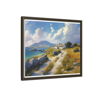 Blustery Day wall art featuring a dramatic wind-swept landscape in a pinewood frame.