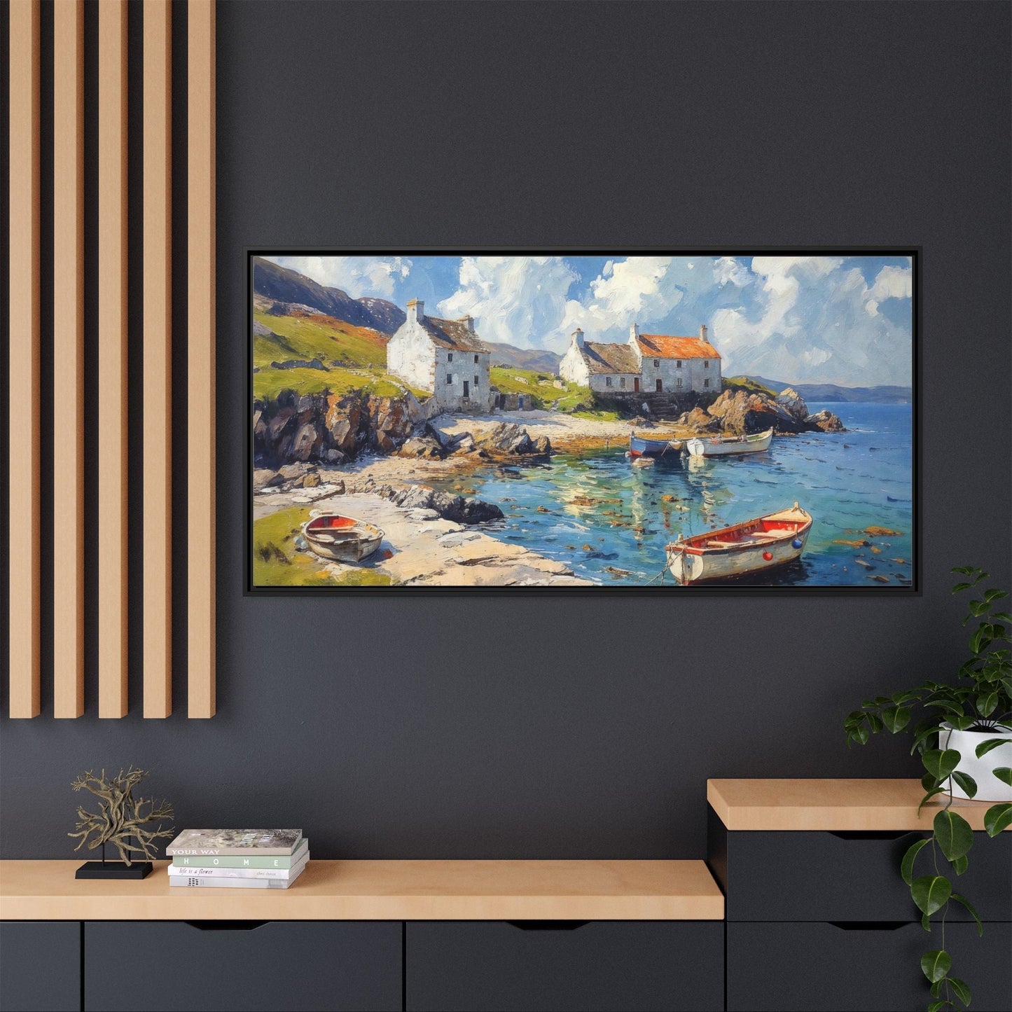 Island Harbour Coastal Landscape - Serene Wall Art Print for Home Décor