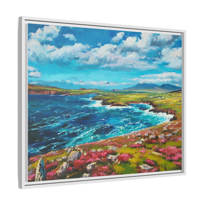 Dingle Peninsula wall art featuring a scenic view of Ireland's rugged coastline, printed on high-quality canvas with a premium frame.