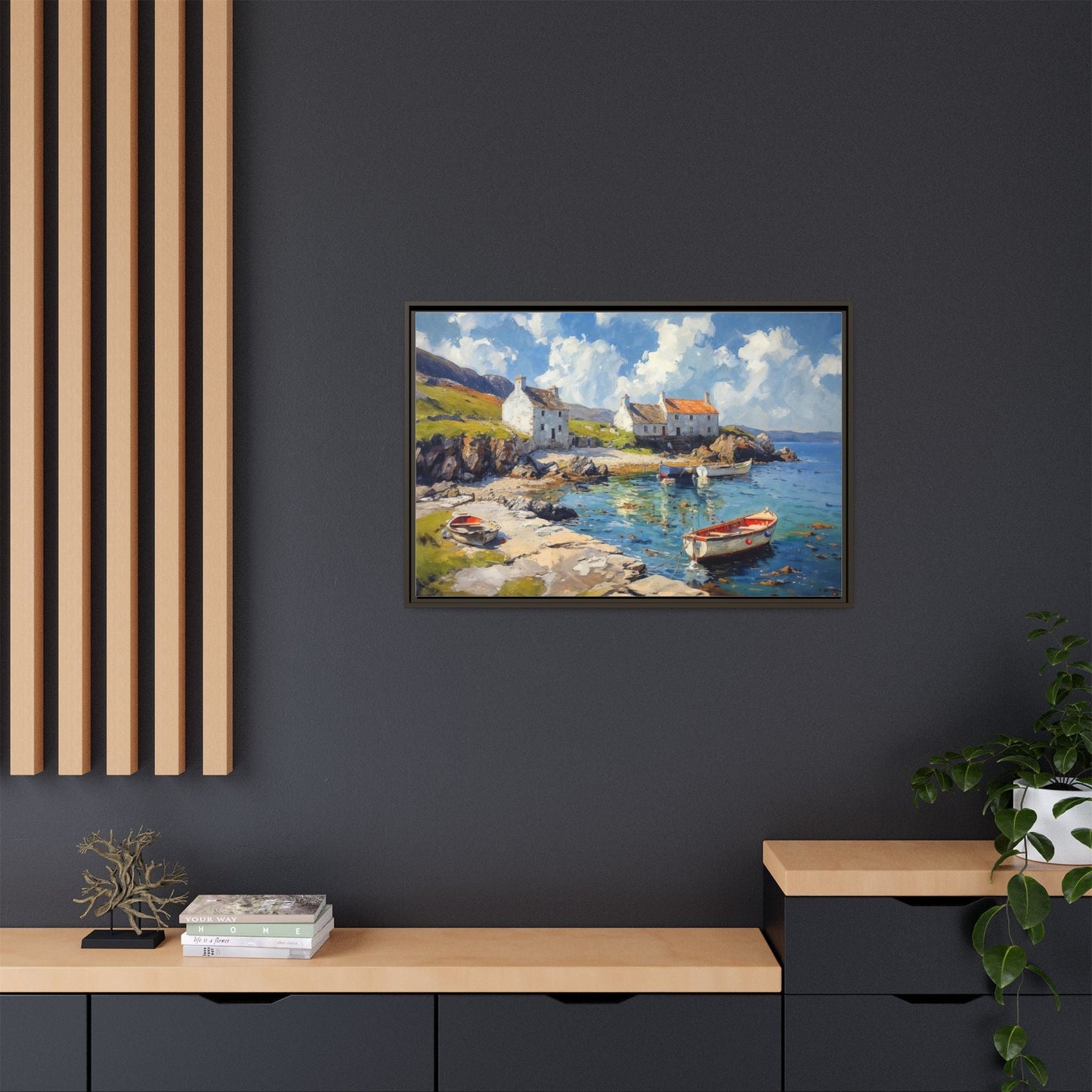 Island Harbour Coastal Landscape - Serene Wall Art Print for Home Décor