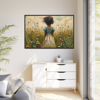 Young Girl In Flowers Wall Art - Graceful Portrait of Girl Surrounded by Flowers for Home Décor