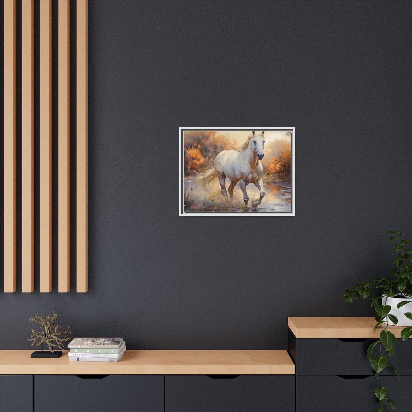 Arabian Horse – Elegant Pinewood Framed Wall Art for Timeless Décor