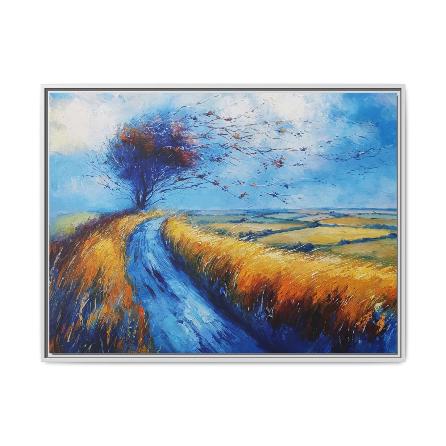 Autumn Leaves Scattering A Premium Pinewood Art Frame for Timeless Décor