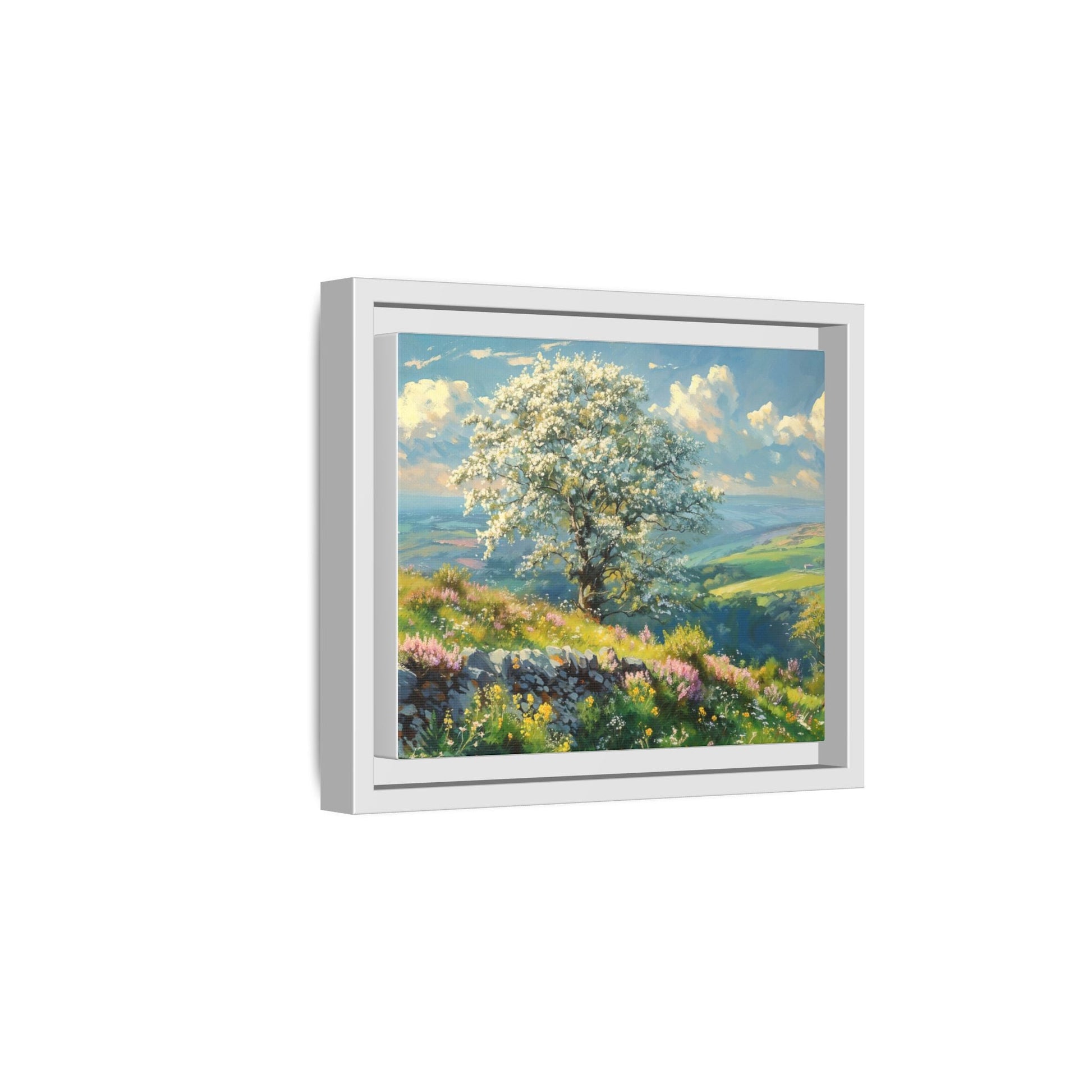 Whitethorn in Bloom wall art featuring a vibrant scene of blooming whitethorn trees, printed on high-quality canvas for a natural and timeless décor.