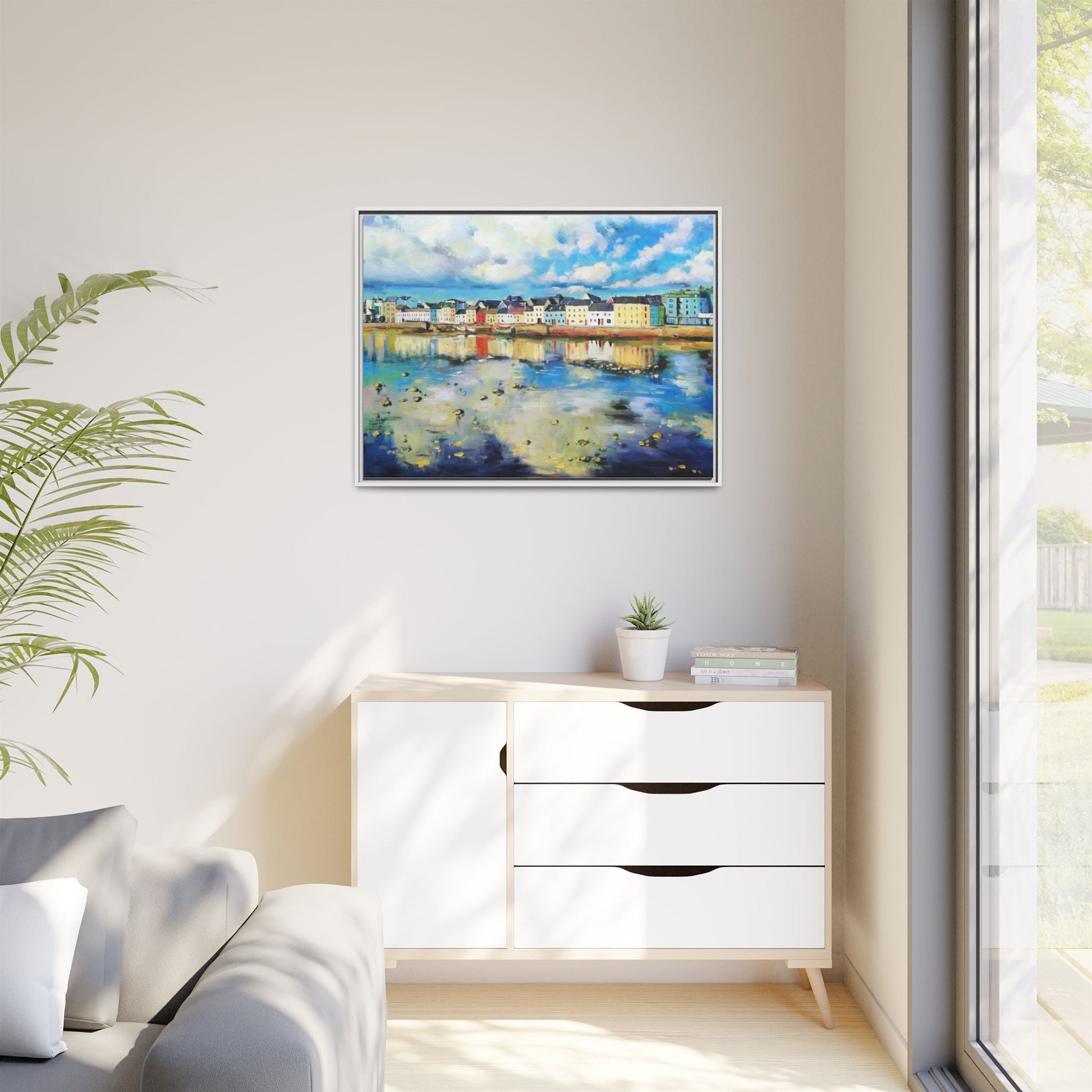 Galway Reflections wall art featuring serene Irish landscapes and water reflections, framed in premium quality wood.