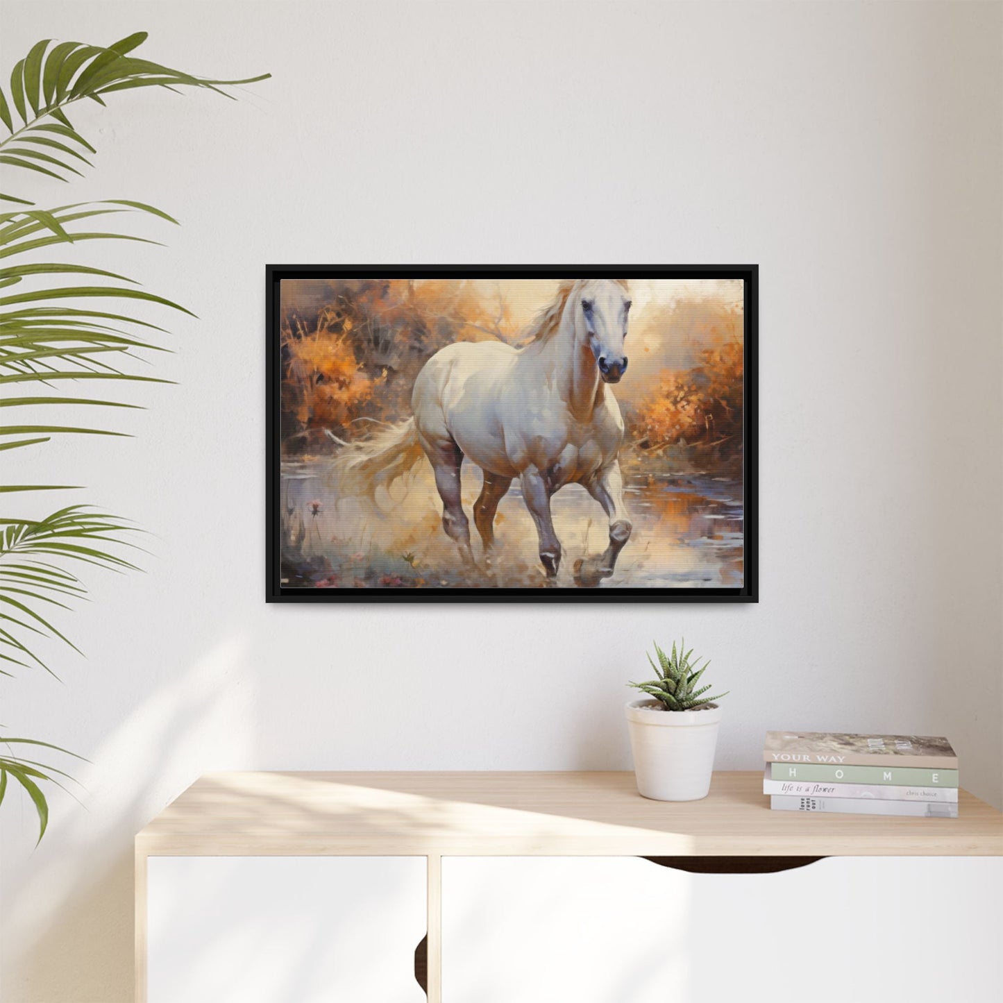 Arabian Horse – Elegant Pinewood Framed Wall Art for Timeless Décor