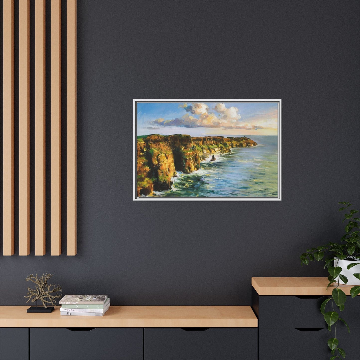 Cliffs of Moher wall art showcasing the dramatic Irish coastline, printed on high-quality canvas to bring natural beauty into your home décor.