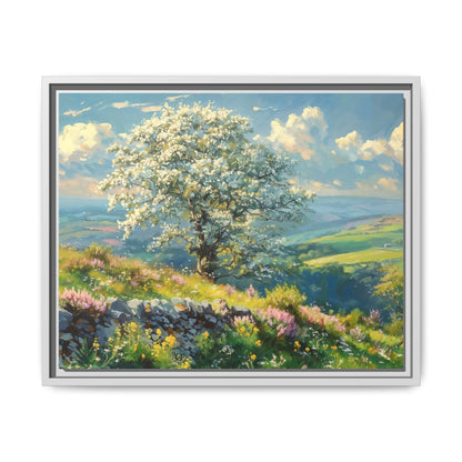 Whitethorn in Bloom wall art featuring a vibrant scene of blooming whitethorn trees, printed on high-quality canvas for a natural and timeless décor.