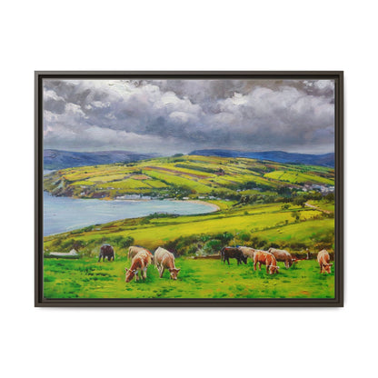 Cushendun Hills wall art showcasing rolling hills and scenic Irish landscapes, framed in high-quality materials for an elegant look.