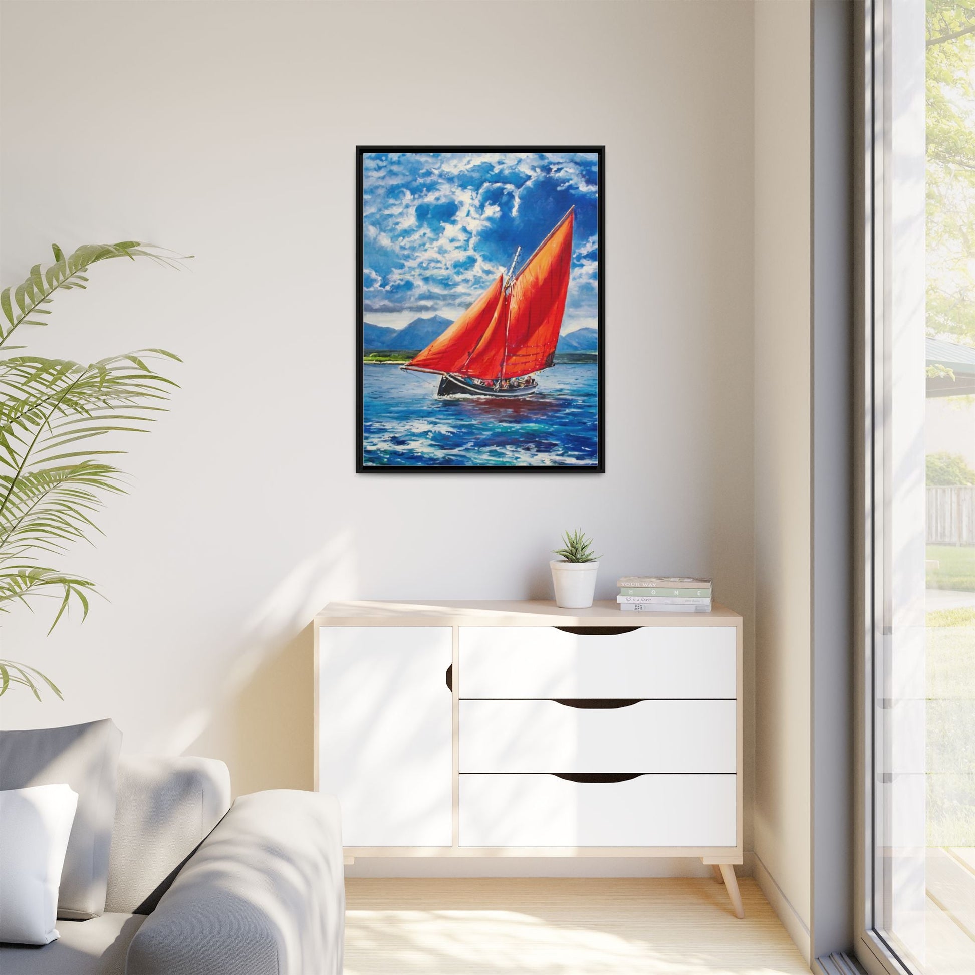 Single Galway Hooker – Premium Pinewood Art Frame for Timeless Décor