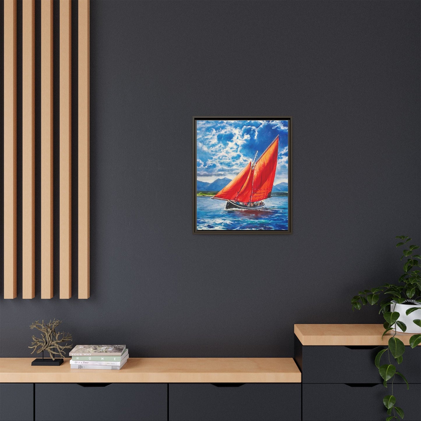 Single Galway Hooker – Premium Pinewood Art Frame for Timeless Décor