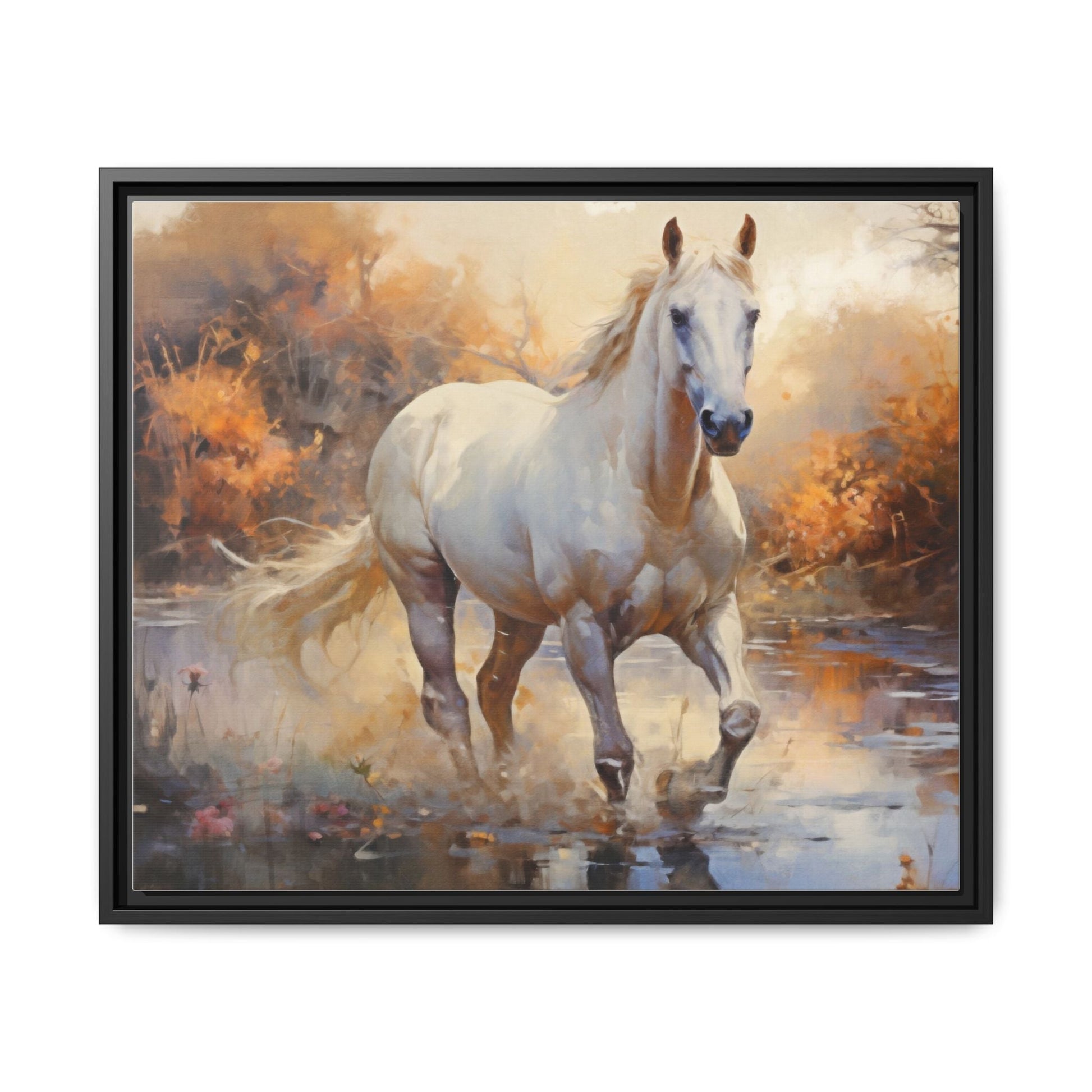 Arabian Horse – Elegant Pinewood Framed Wall Art for Timeless Décor