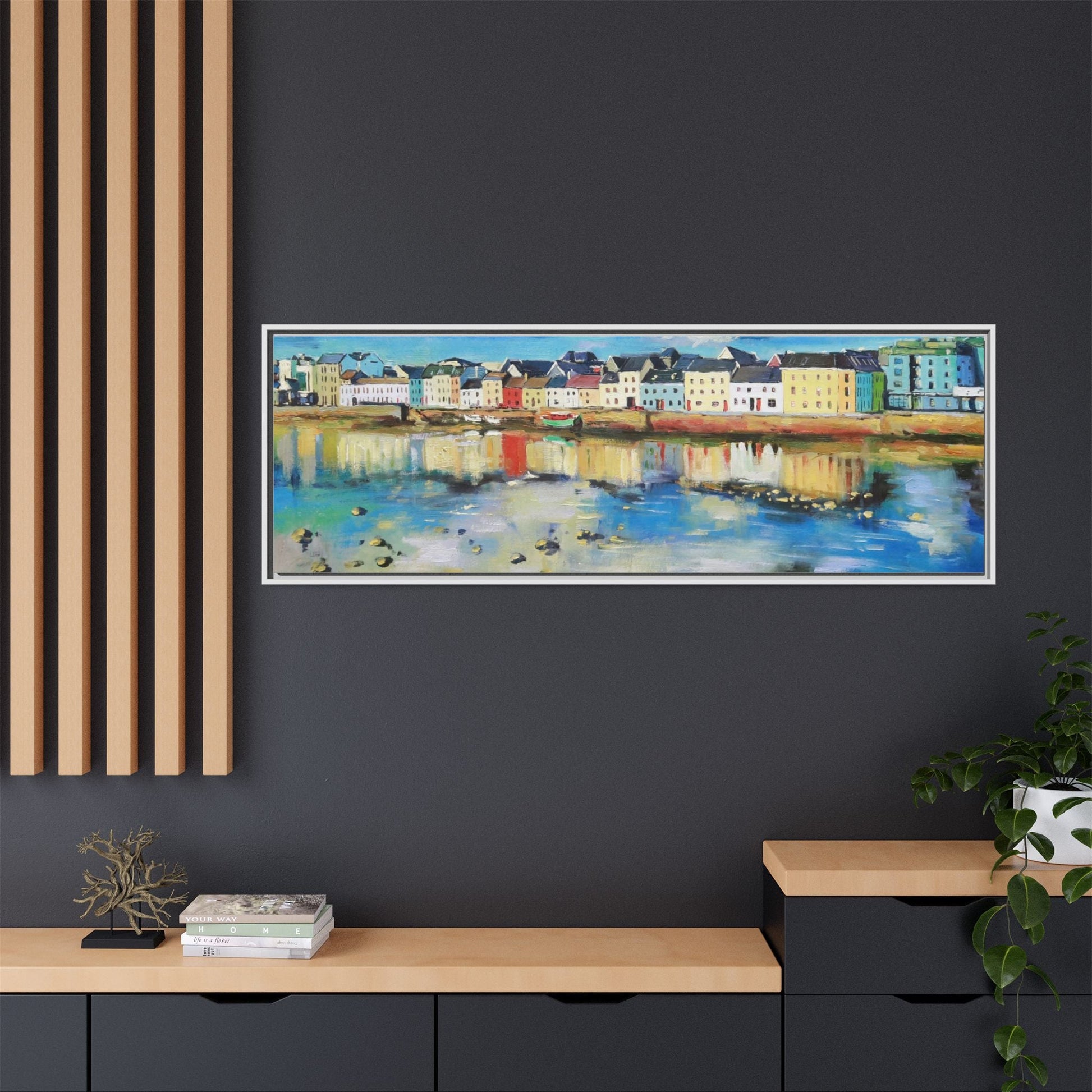 Galway Reflections wall art featuring serene Irish landscapes and water reflections, framed in premium quality wood.