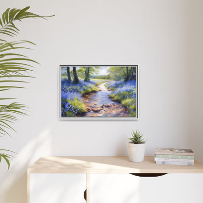 Bluebell Stream Wall Art - Serene Nature Landscape Canvas Print