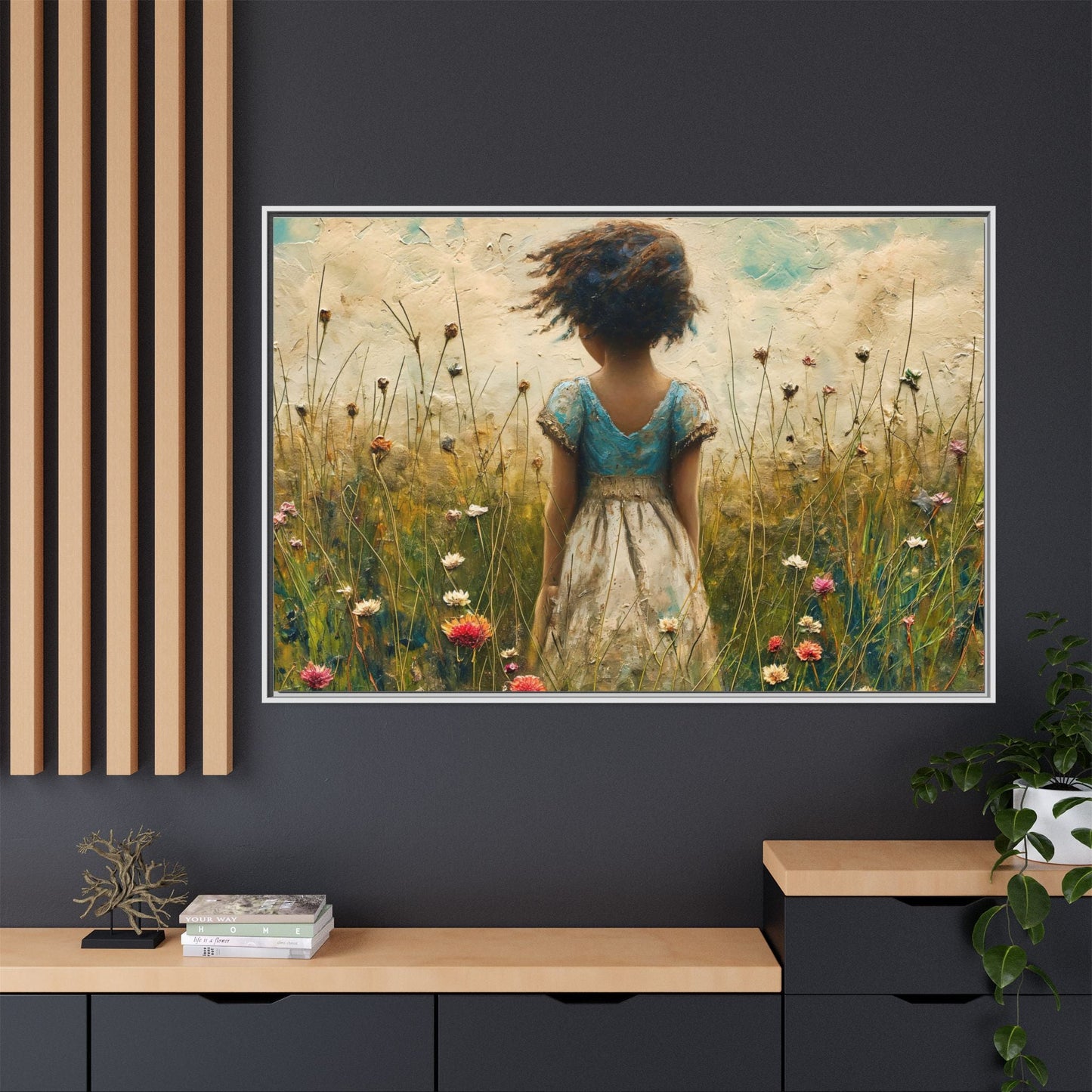 Young Girl In Flowers Wall Art - Graceful Portrait of Girl Surrounded by Flowers for Home Décor