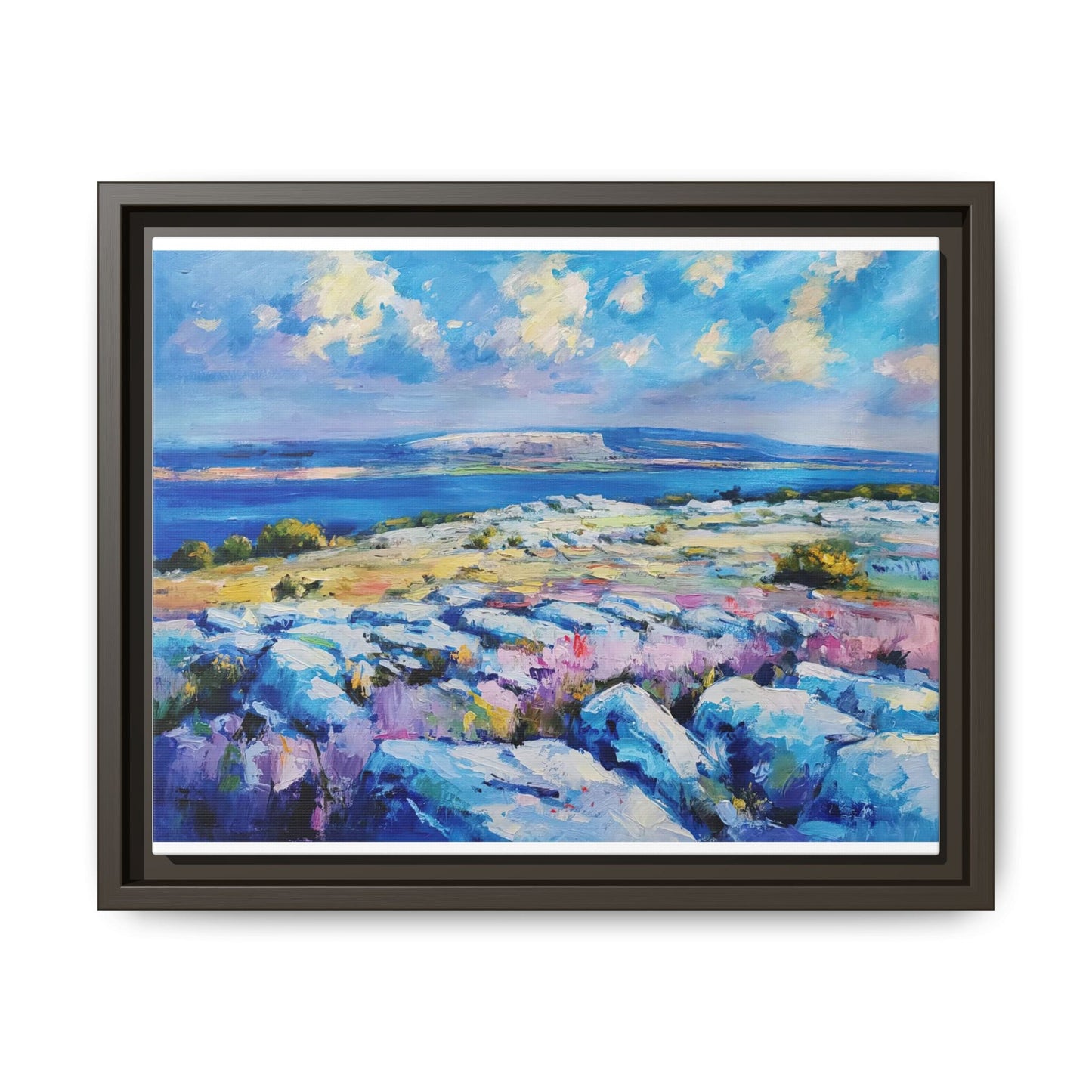 Burren 3 wall art featuring a scenic view of the Burren region in Ireland, printed on high-quality canvas with a premium frame for timeless décor