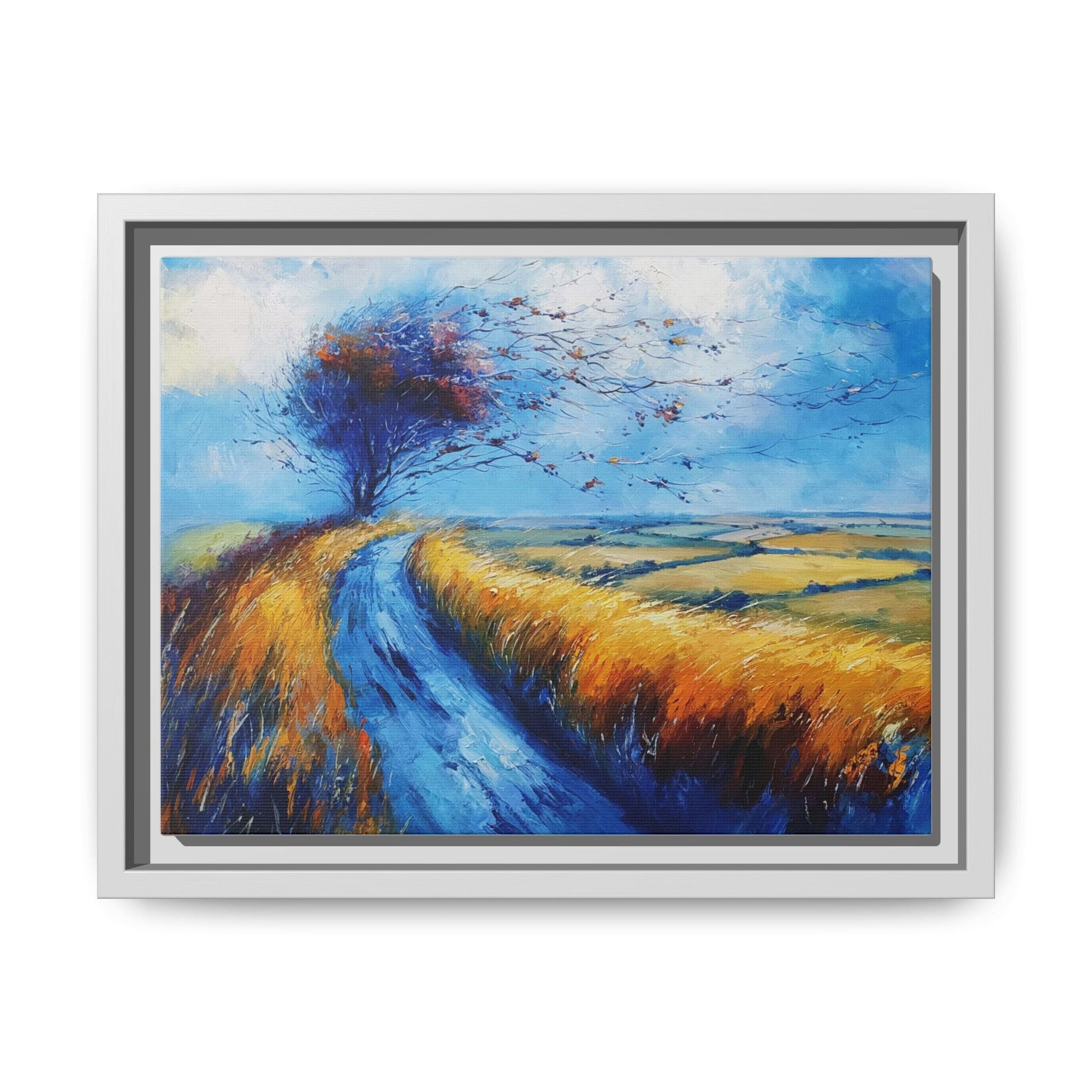 Autumn Leaves Scattering A Premium Pinewood Art Frame for Timeless Décor