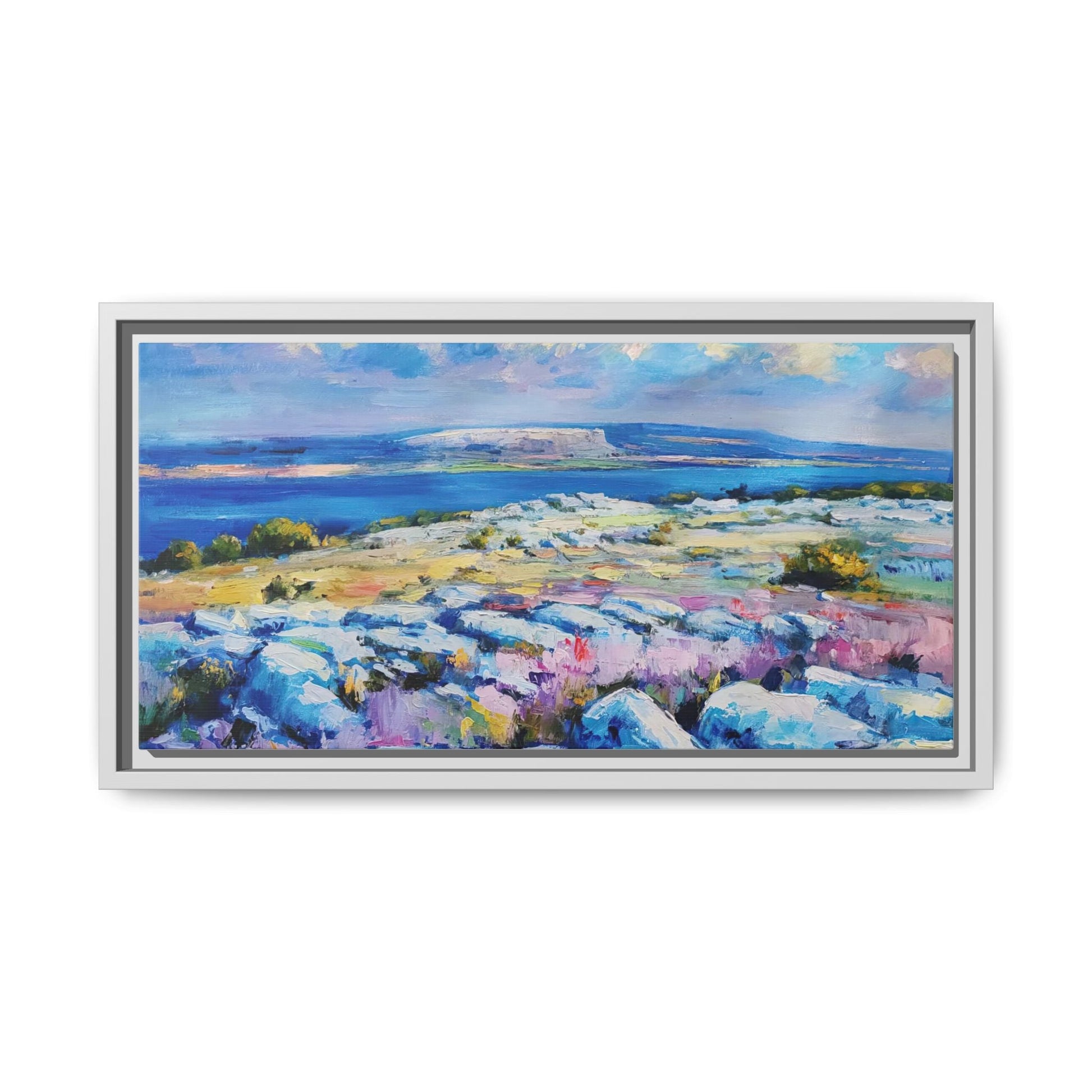 Burren 3 wall art featuring a scenic view of the Burren region in Ireland, printed on high-quality canvas with a premium frame for timeless décor