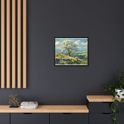 Whitethorn in Bloom wall art featuring a vibrant scene of blooming whitethorn trees, printed on high-quality canvas for a natural and timeless décor.