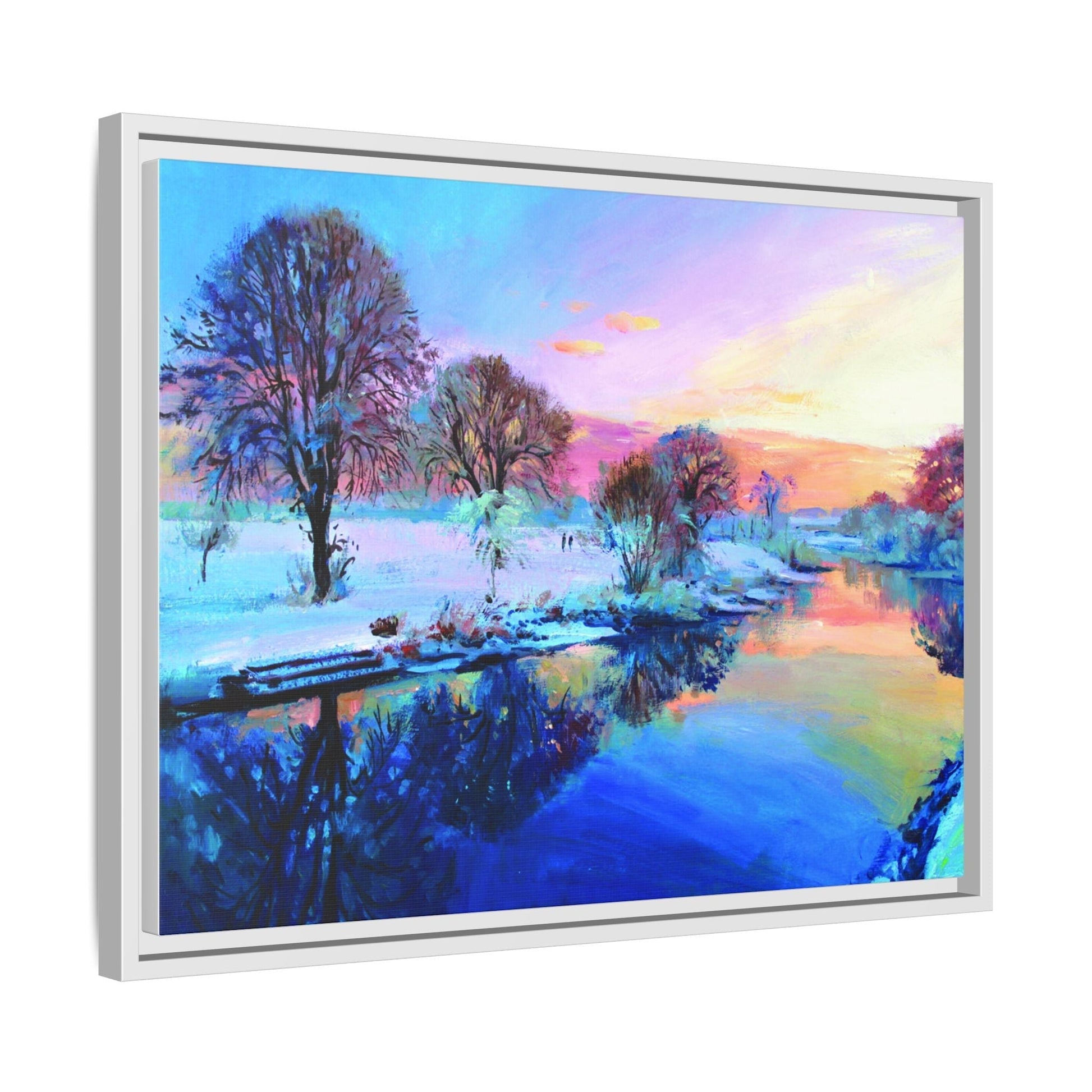 Winter Trees framed art – Premium pinewood frame with a cotton-polyester canvas print, featuring a protective coating for lasting beauty and timeless décor.