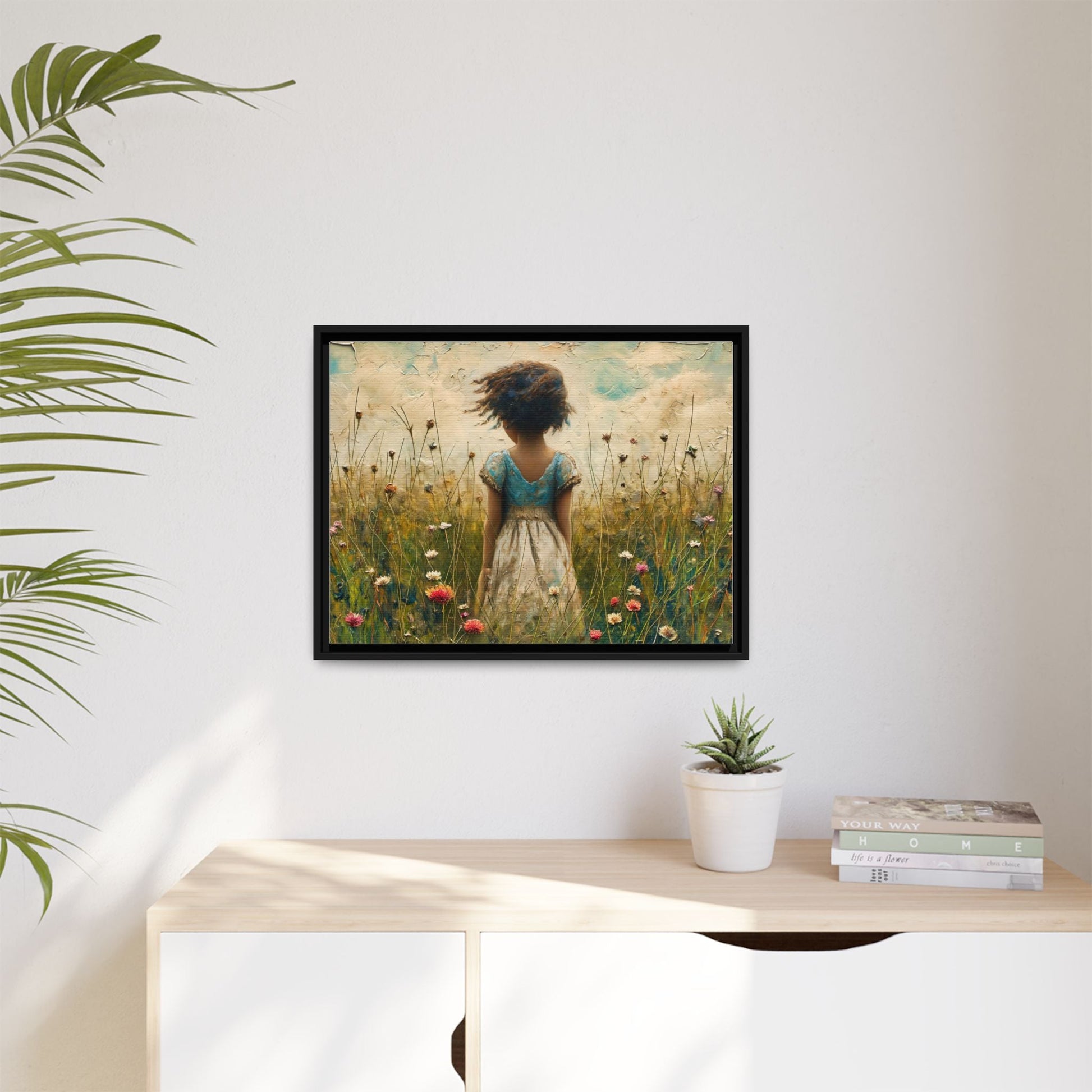 Young Girl In Flowers Wall Art - Graceful Portrait of Girl Surrounded by Flowers for Home Décor