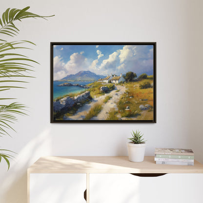 Blustery Day wall art featuring a dramatic wind-swept landscape in a pinewood frame.