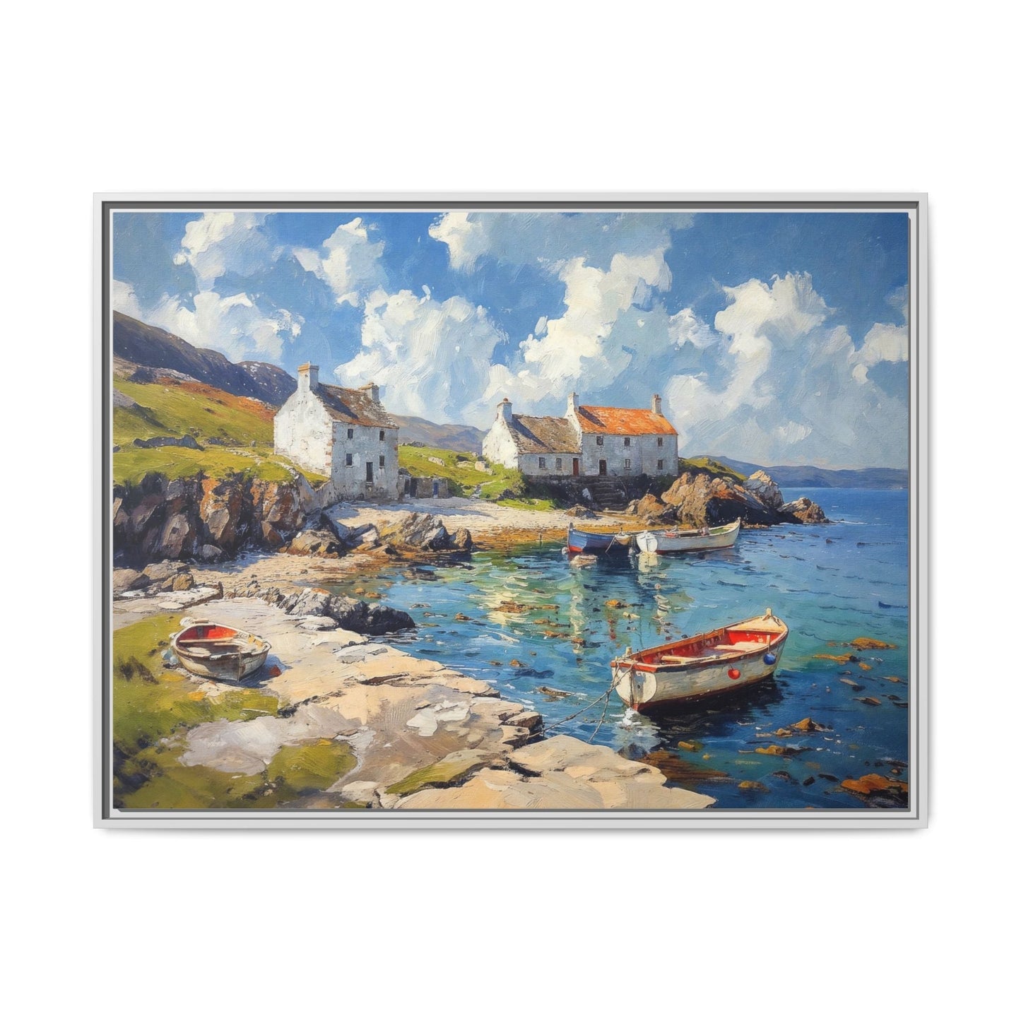 Island Harbour Coastal Landscape - Serene Wall Art Print for Home Décor