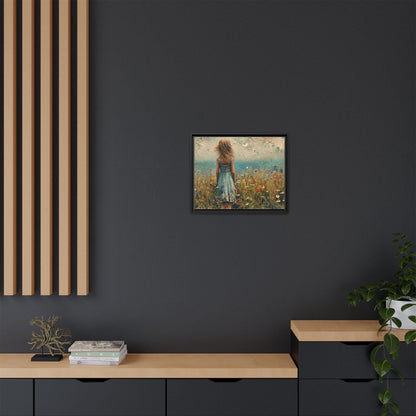 Young Girl Looking Out To Sea wall art, featuring a peaceful ocean view and a young girl in contemplation, printed on high-quality canvas for timeless décor.