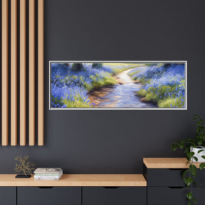 Bluebell Stream Wall Art - Serene Nature Landscape Canvas Print