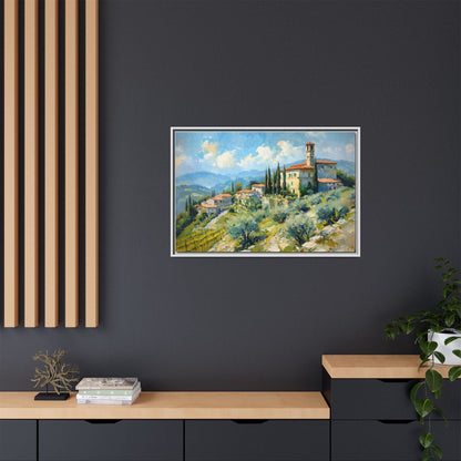 Tuscan Village on Hill - Captivating Italian Landscape Canvas Print for Timeless Home Décor