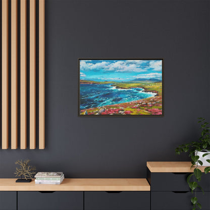 Dingle Peninsula wall art featuring a scenic view of Ireland's rugged coastline, printed on high-quality canvas with a premium frame.