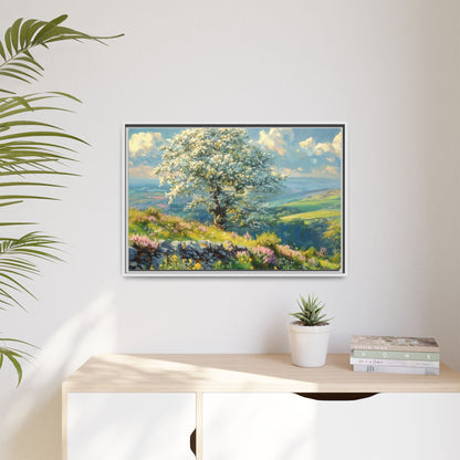 Whitethorn in Bloom wall art featuring a vibrant scene of blooming whitethorn trees, printed on high-quality canvas for a natural and timeless décor.