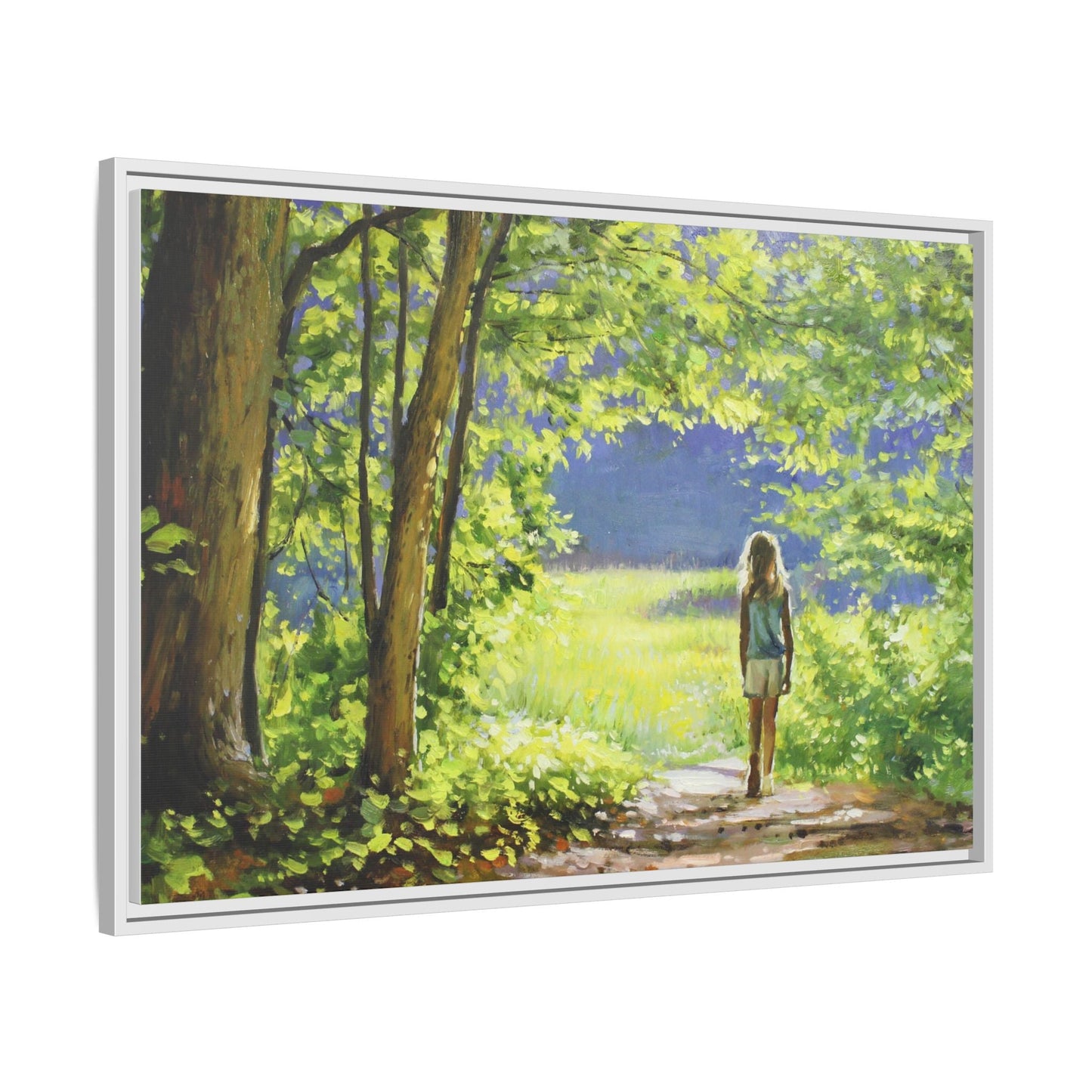 INTO THE LIGHT 11 – A captivating artwork featuring a luminous scene that evokes a sense of depth, movement, and serenity, framed in premium pinewood for timeless décor.