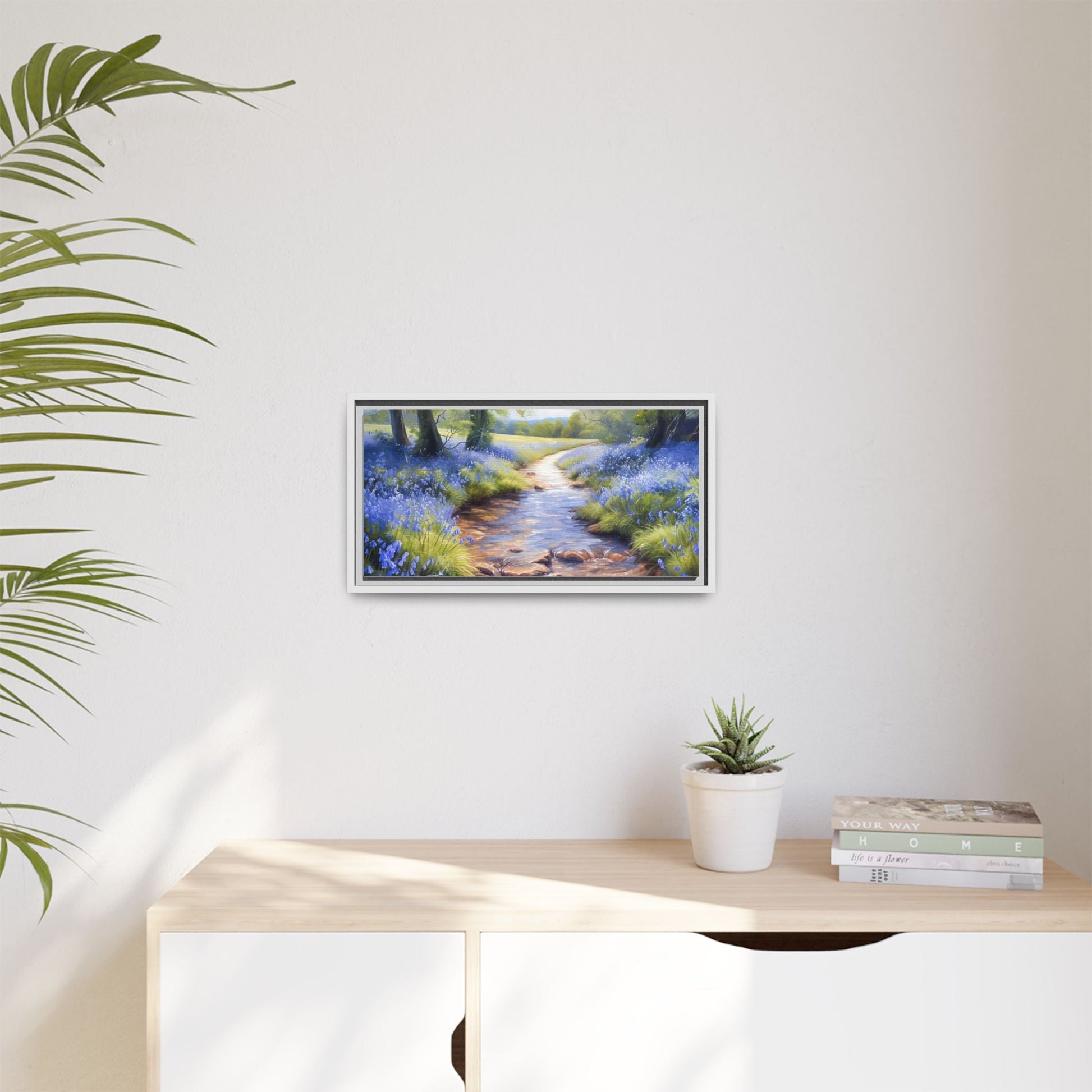 Bluebell Stream Wall Art - Serene Nature Landscape Canvas Print