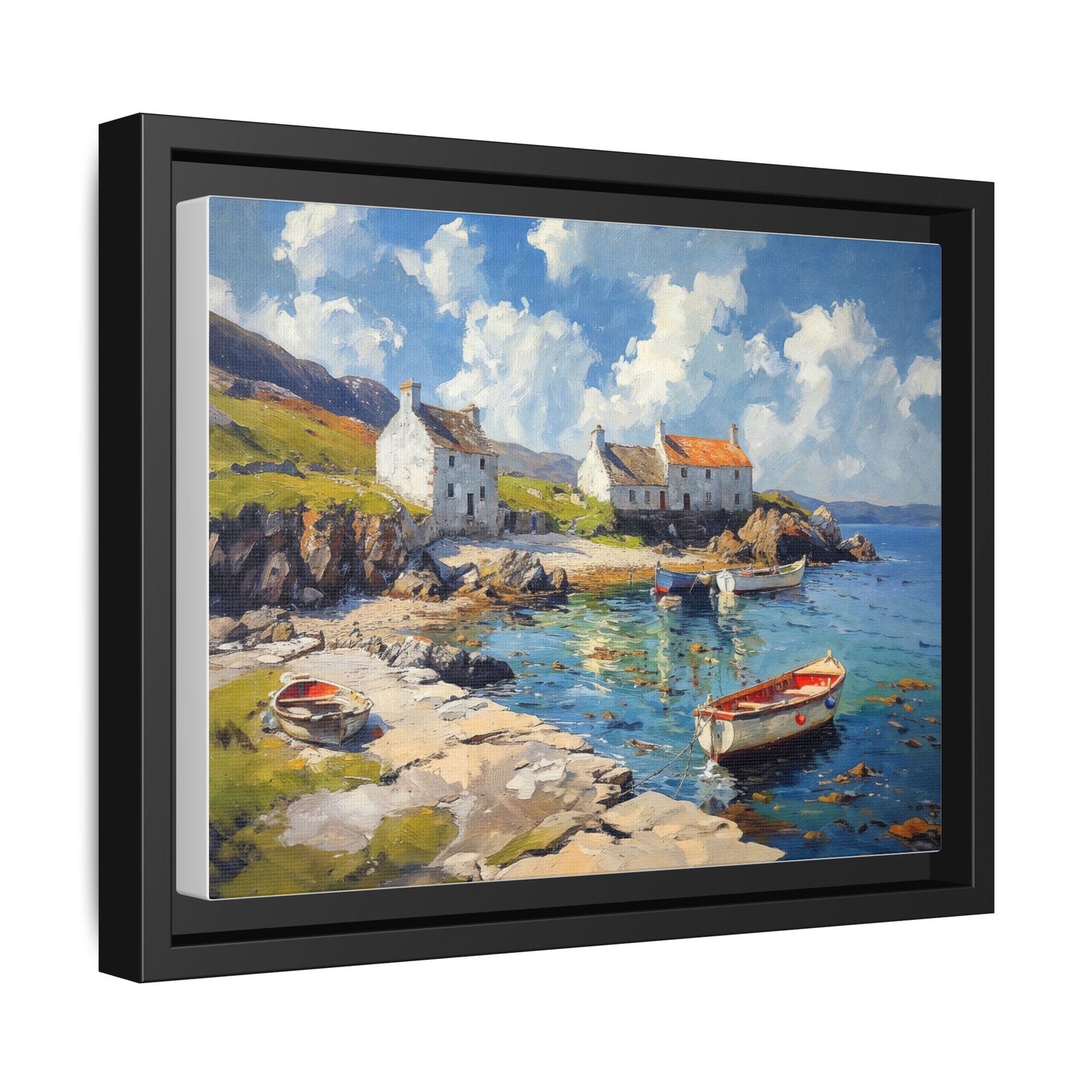 Island Harbour Coastal Landscape - Serene Wall Art Print for Home Décor