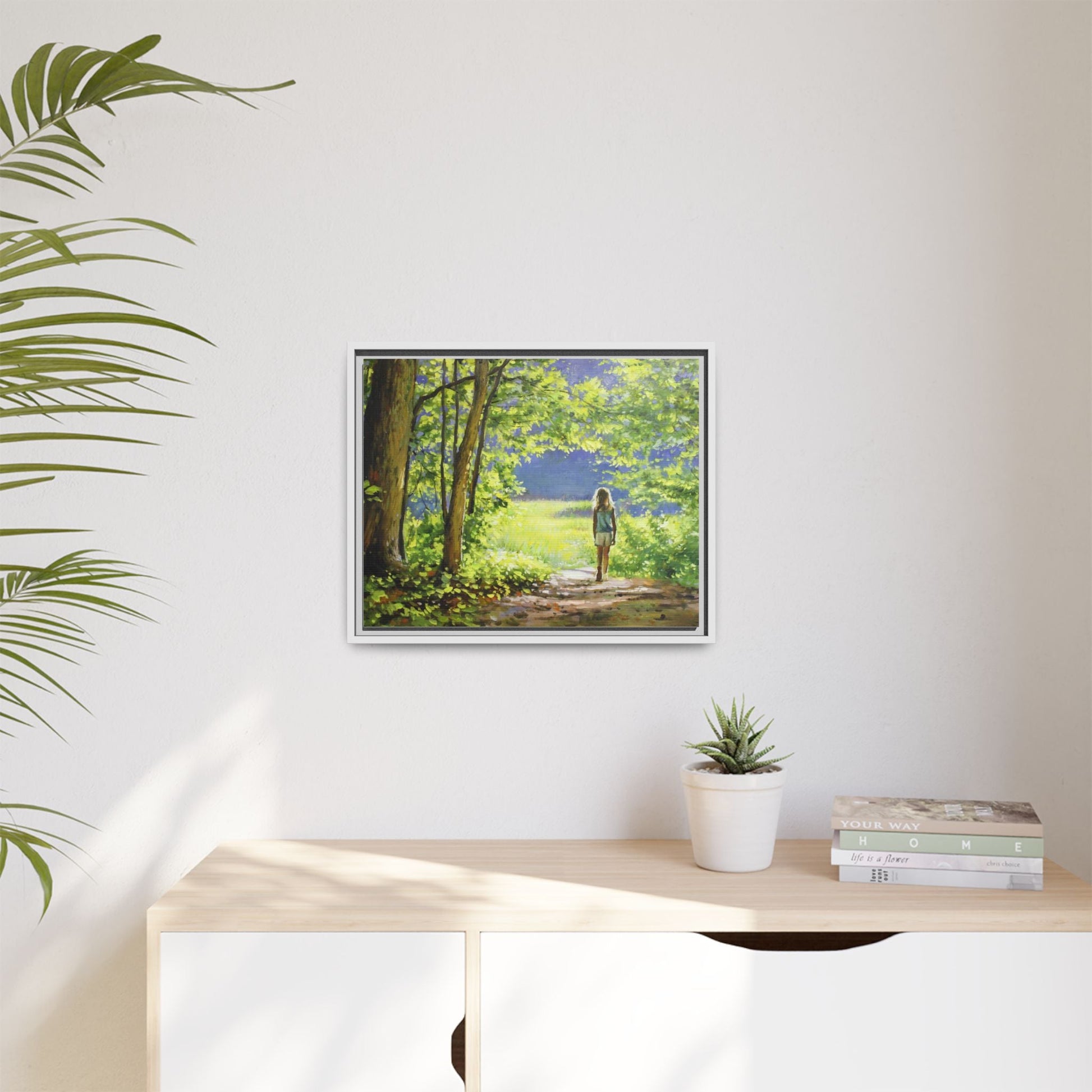 INTO THE LIGHT 11 – A captivating artwork featuring a luminous scene that evokes a sense of depth, movement, and serenity, framed in premium pinewood for timeless décor.