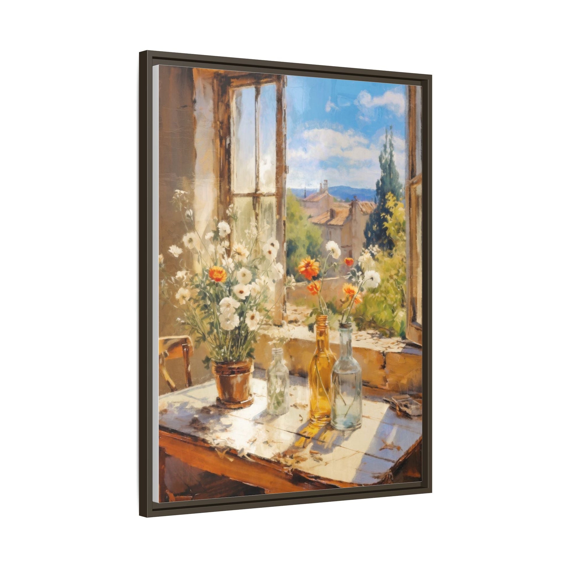 Summer Window – Elegant pinewood-framed wall art featuring a high-quality cotton-polyester canvas with vibrant colors and a timeless design.