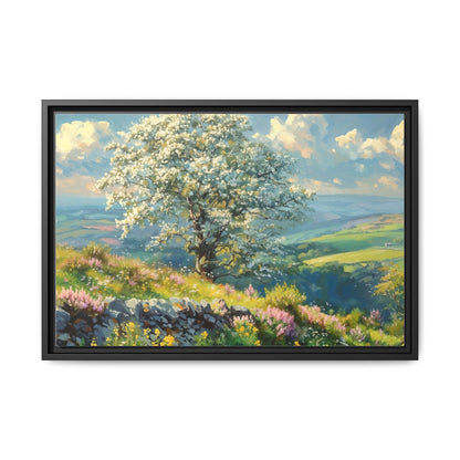 Whitethorn in Bloom wall art featuring a vibrant scene of blooming whitethorn trees, printed on high-quality canvas for a natural and timeless décor.