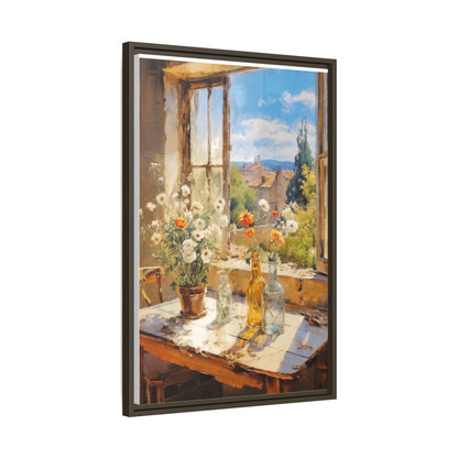 Summer Window – Elegant pinewood-framed wall art featuring a high-quality cotton-polyester canvas with vibrant colors and a timeless design.