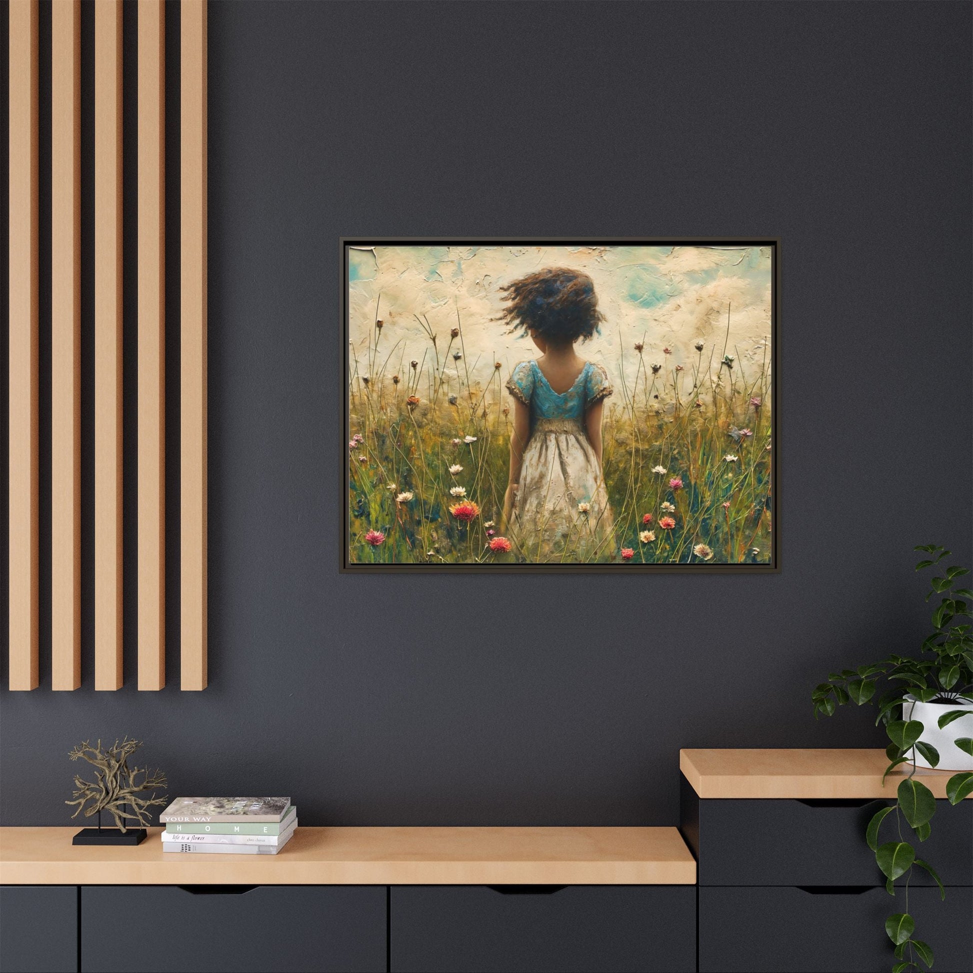 Young Girl In Flowers Wall Art - Graceful Portrait of Girl Surrounded by Flowers for Home Décor