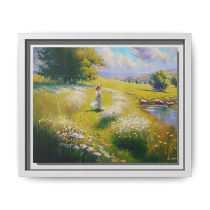 Young Girl By Lake Wall Art - Serene Portrait of a Girl by a Tranquil Lake for Home Décor