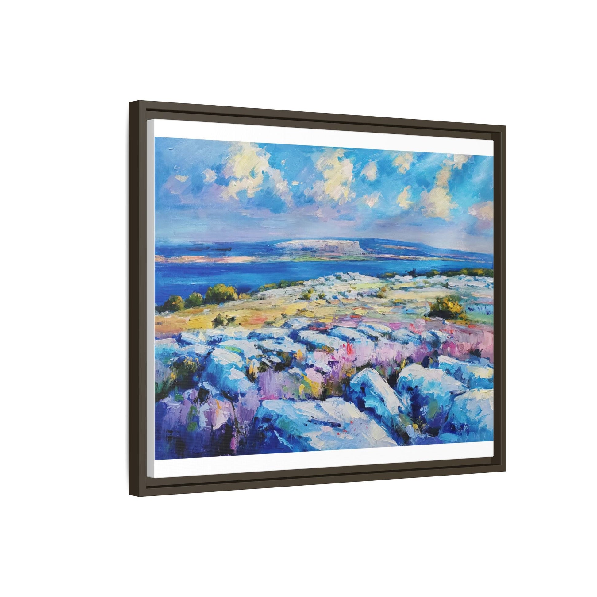 Burren 3 wall art featuring a scenic view of the Burren region in Ireland, printed on high-quality canvas with a premium frame for timeless décor