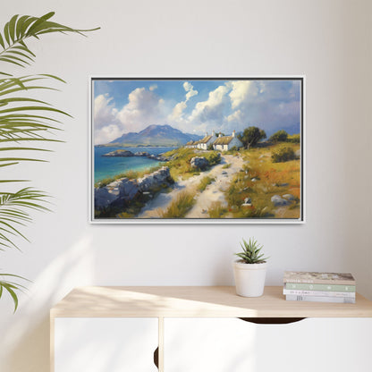 Blustery Day wall art featuring a dramatic wind-swept landscape in a pinewood frame.