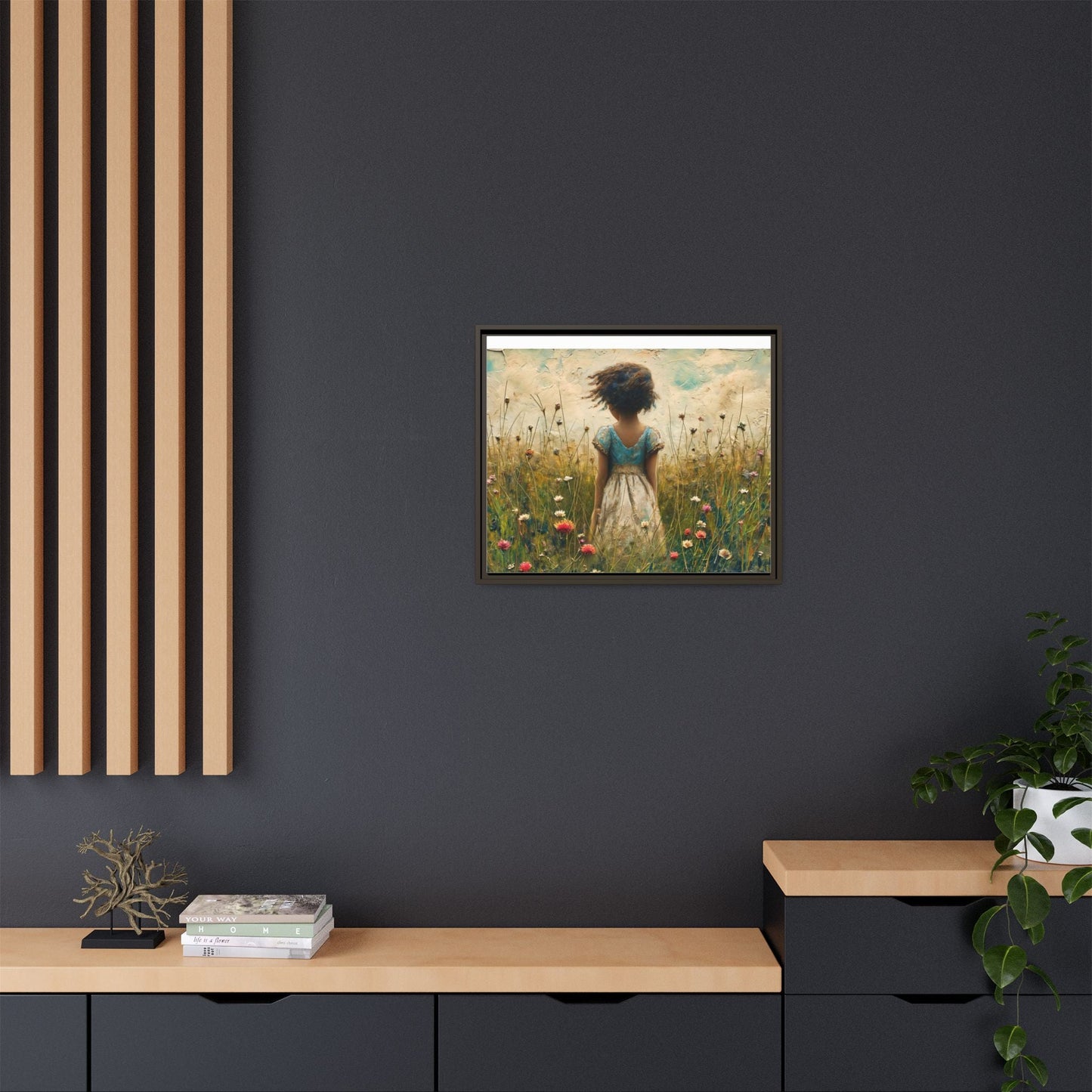 Young Girl In Flowers Wall Art - Graceful Portrait of Girl Surrounded by Flowers for Home Décor