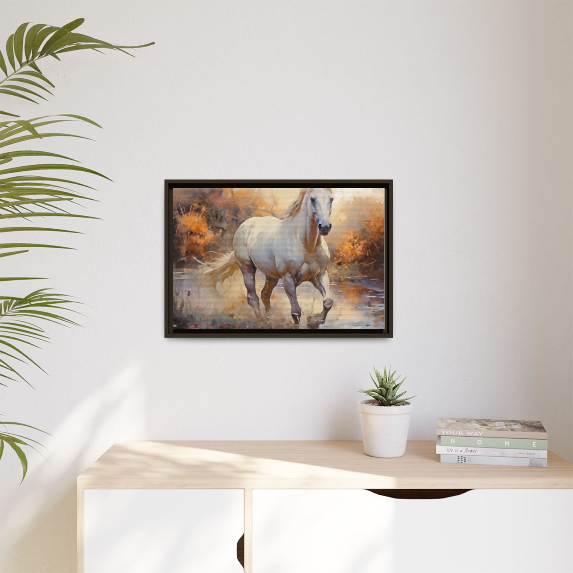 Arabian Horse – Elegant Pinewood Framed Wall Art for Timeless Décor