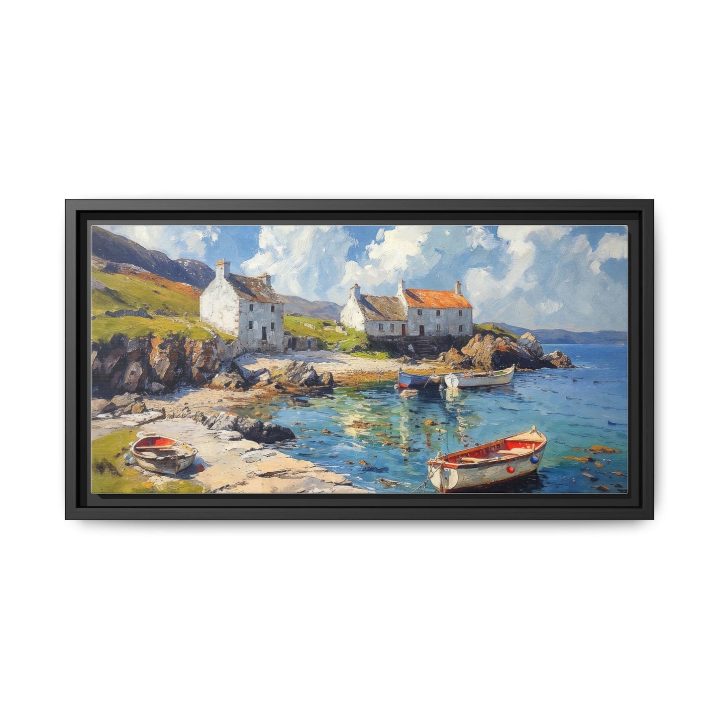 Island Harbour Coastal Landscape - Serene Wall Art Print for Home Décor