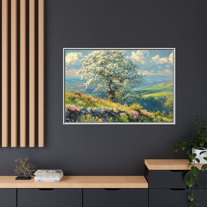 Whitethorn in Bloom wall art featuring a vibrant scene of blooming whitethorn trees, printed on high-quality canvas for a natural and timeless décor.